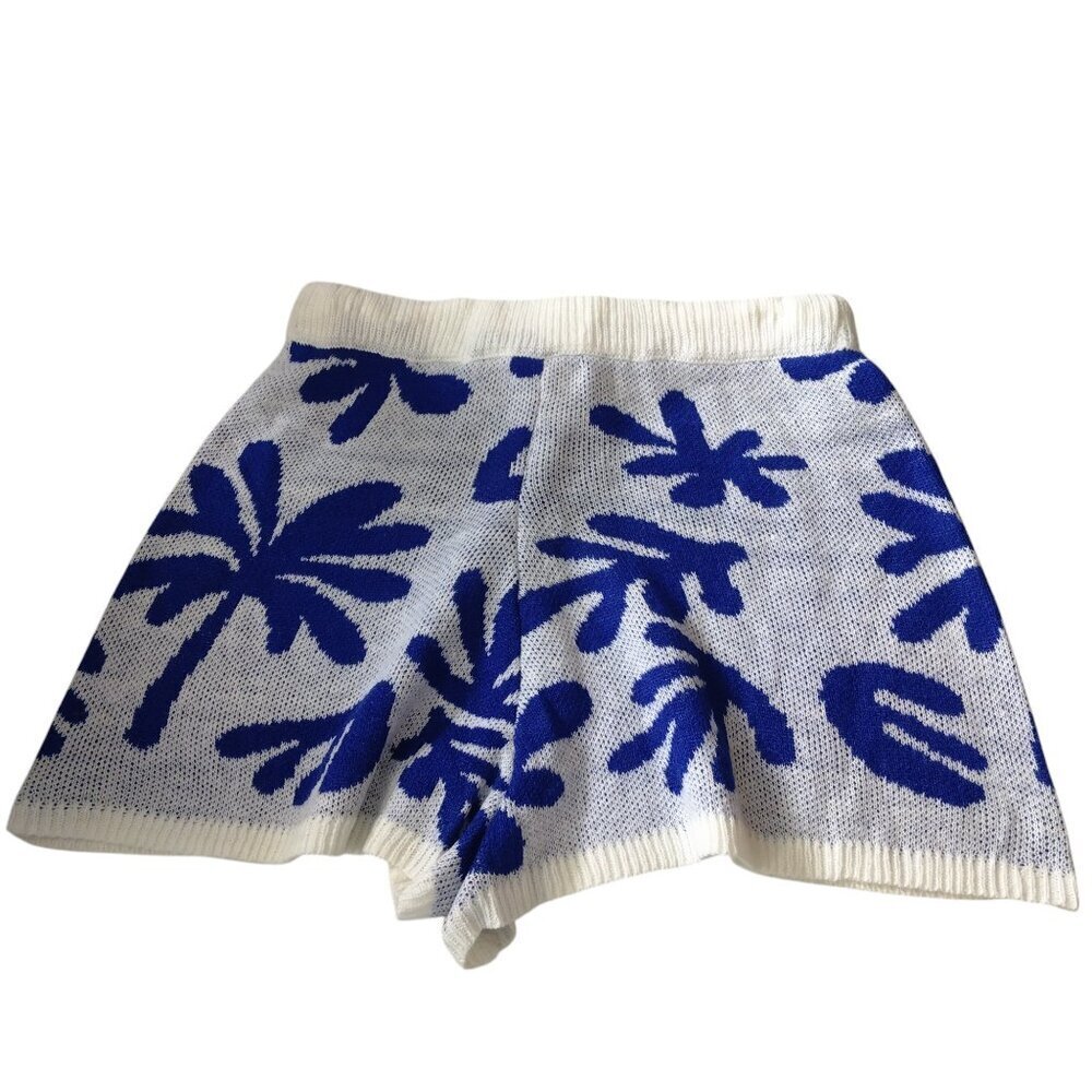 MINKPINK Women's Small Knit Elastic Waist Floral Pull On Shorts Boho New - Picture 3 of 5